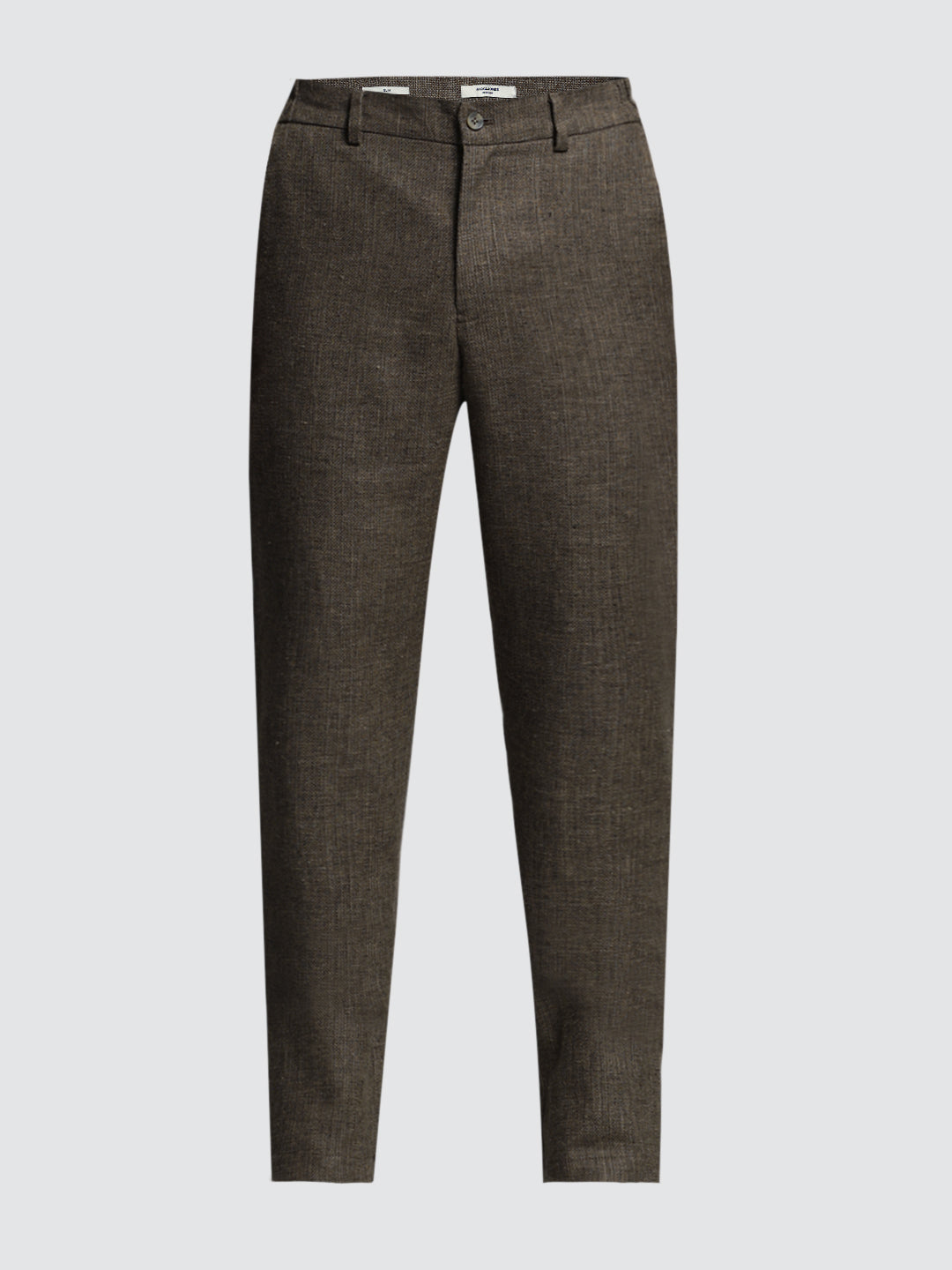Men's Linen Blend Slim Fit Formal Trousers - Brown Solid
