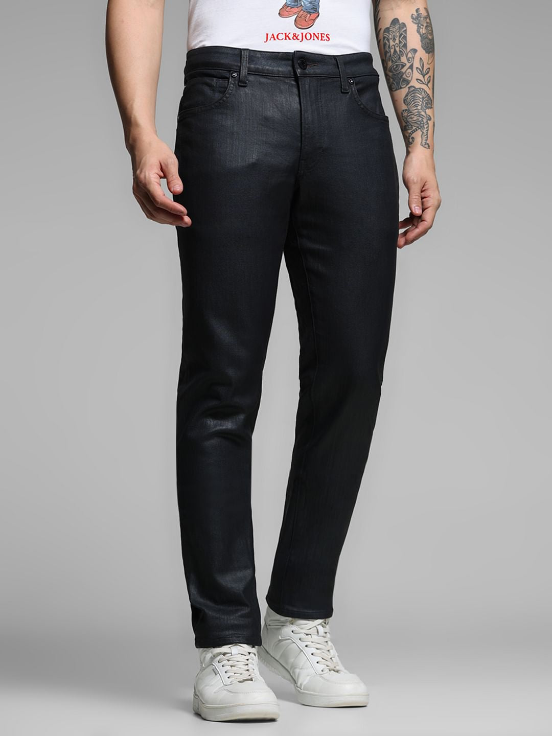 Black Mid Rise Clark Regular Fit Jeans - 28/30