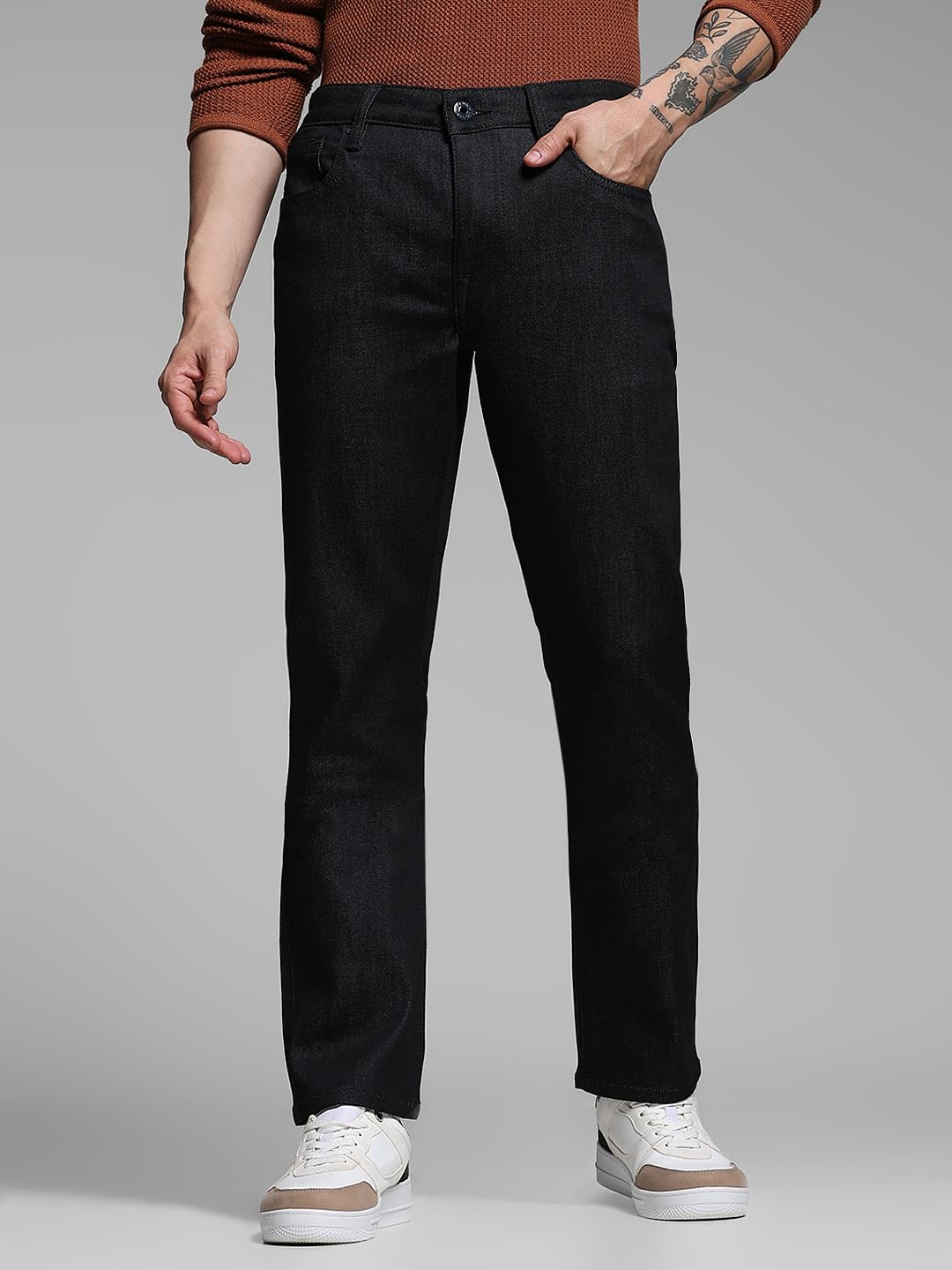 Black Low Rise Clark Regular Fit Jeans