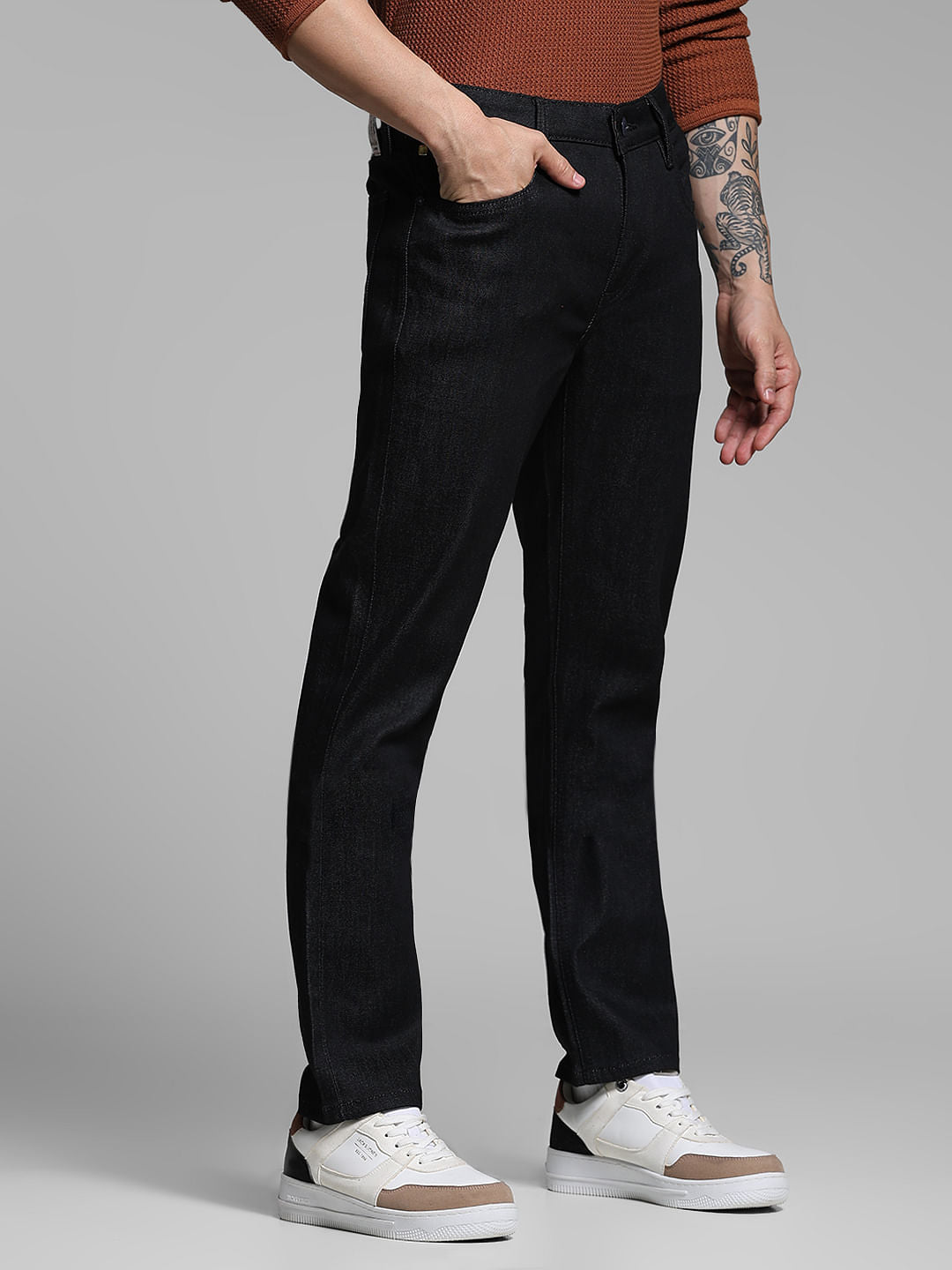 Black Low Rise Clark Regular Fit Jeans