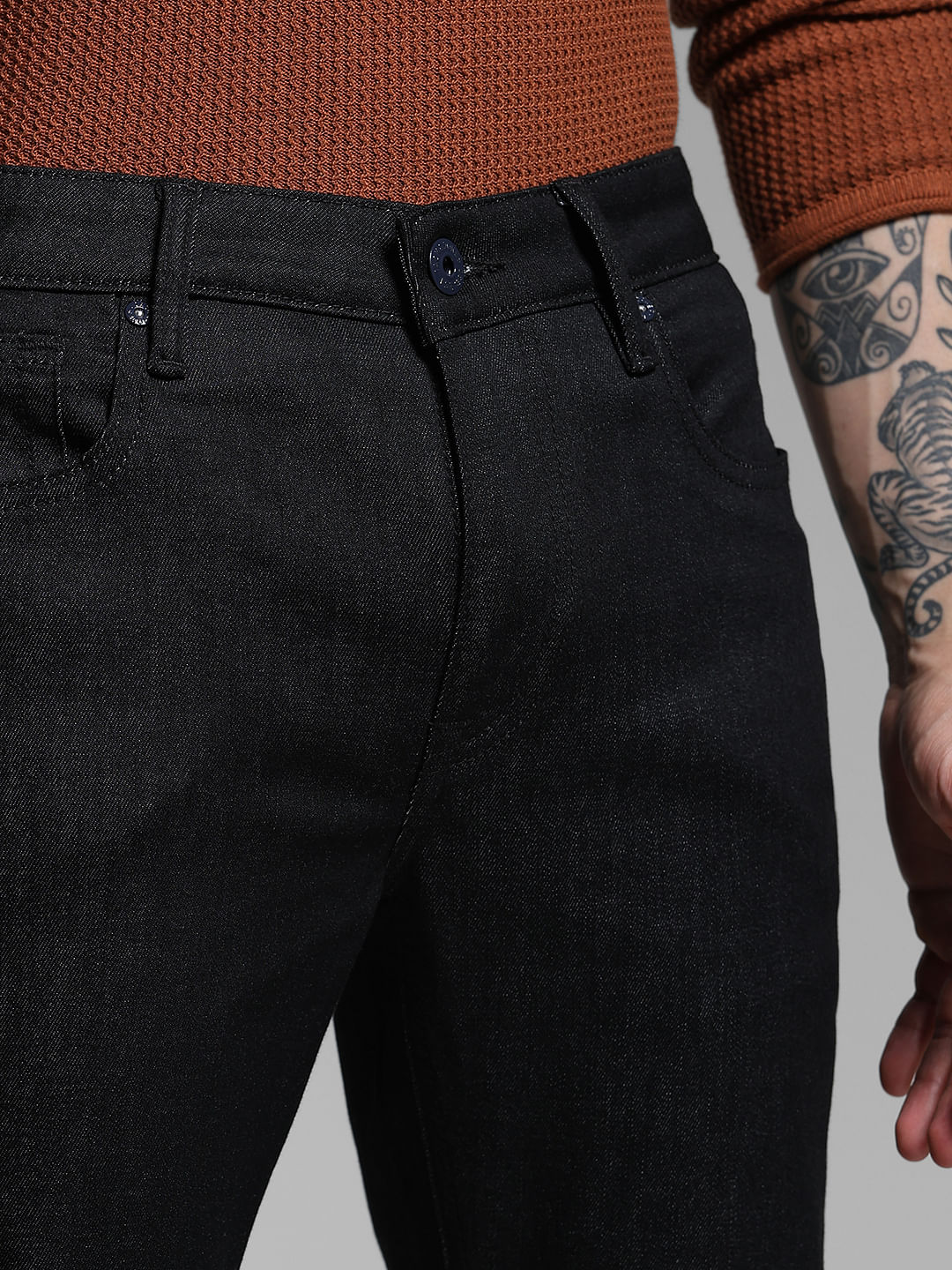 Black Low Rise Clark Regular Fit Jeans