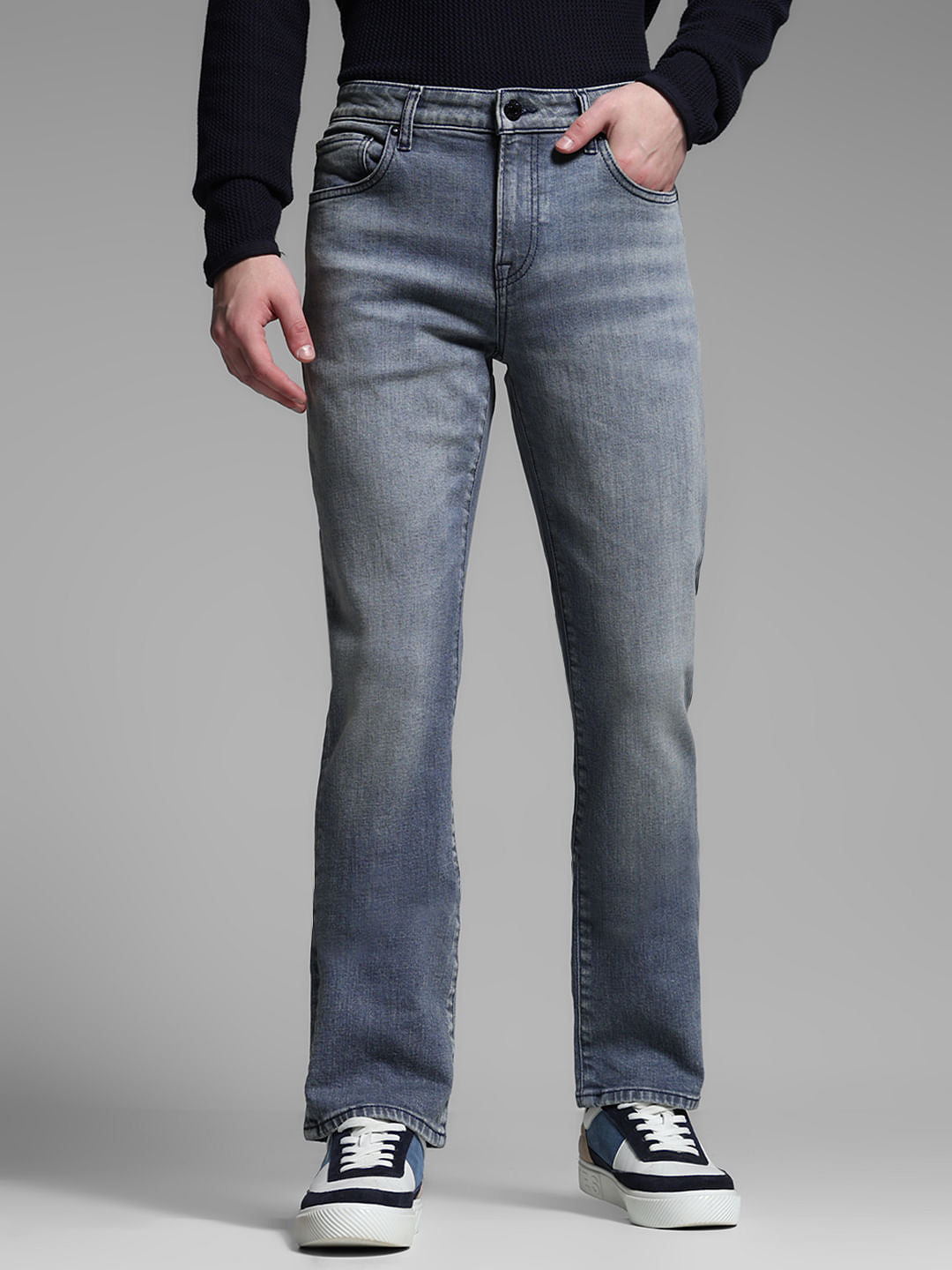 Blue Mid Rise Clark Regular Fit Jeans - 28/30