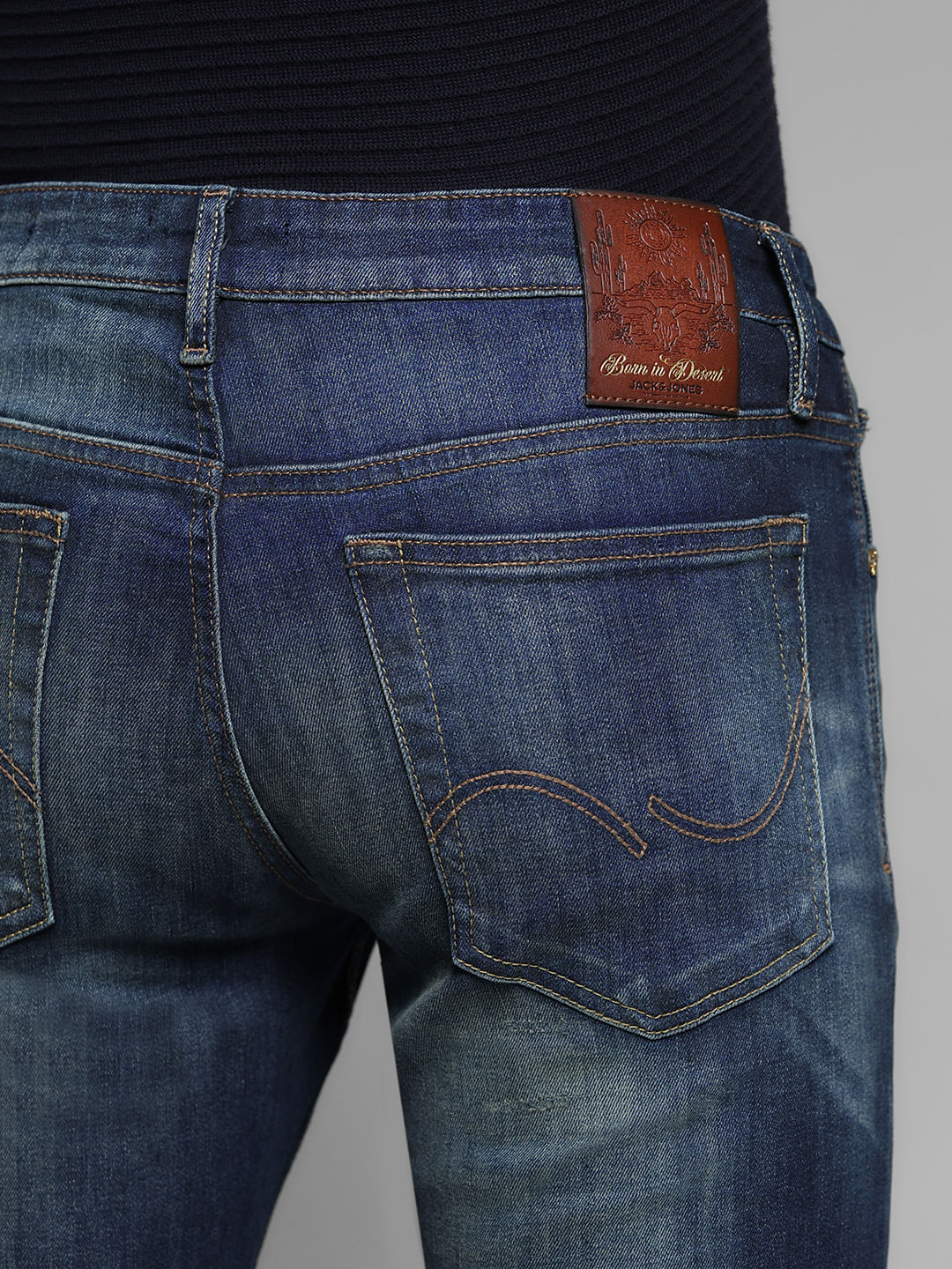 Dark Blue Distressed Glenn Slim Fit Jeans