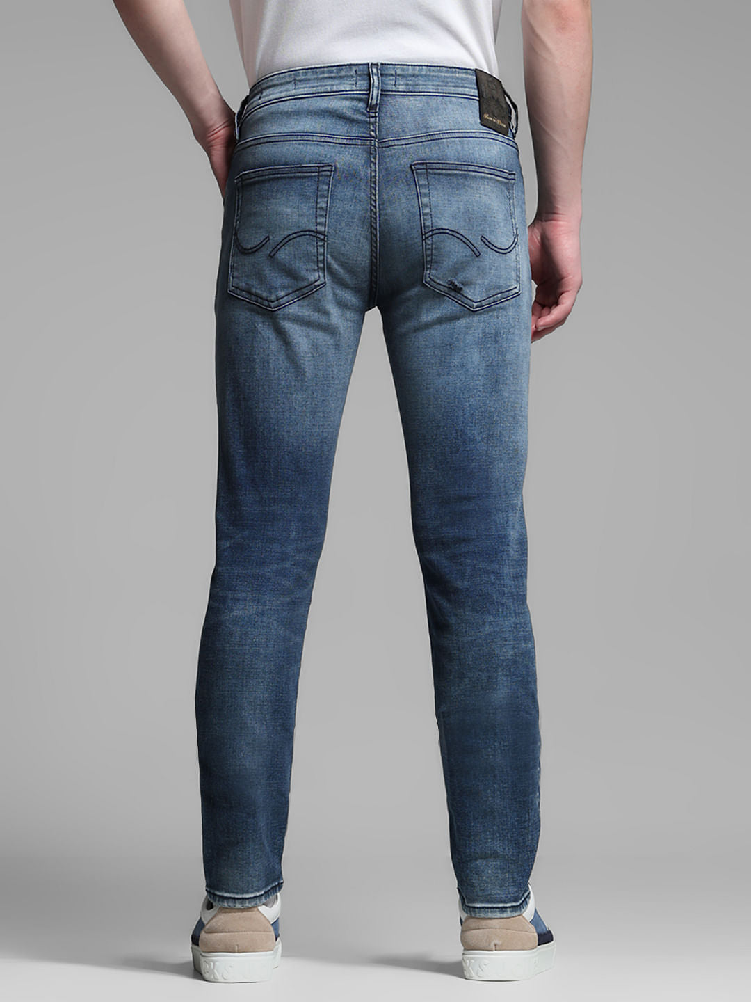 Dark Blue Distressed Ben Skinny Fit Jeans