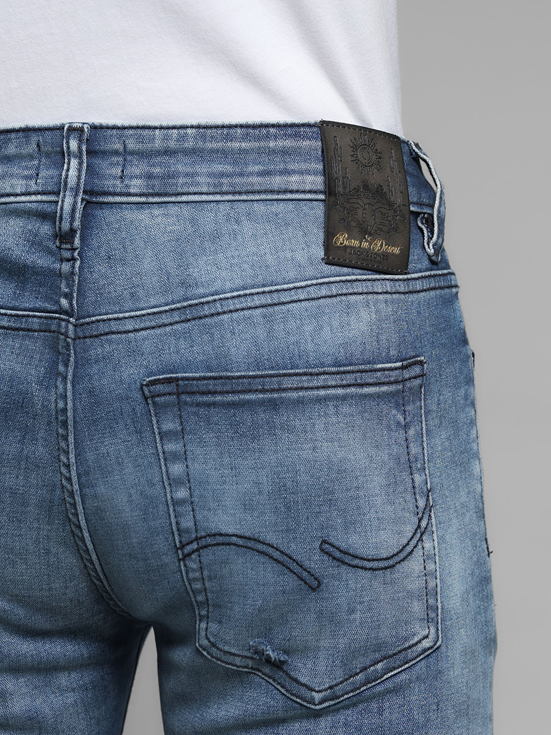 Dark Blue Distressed Ben Skinny Fit Jeans