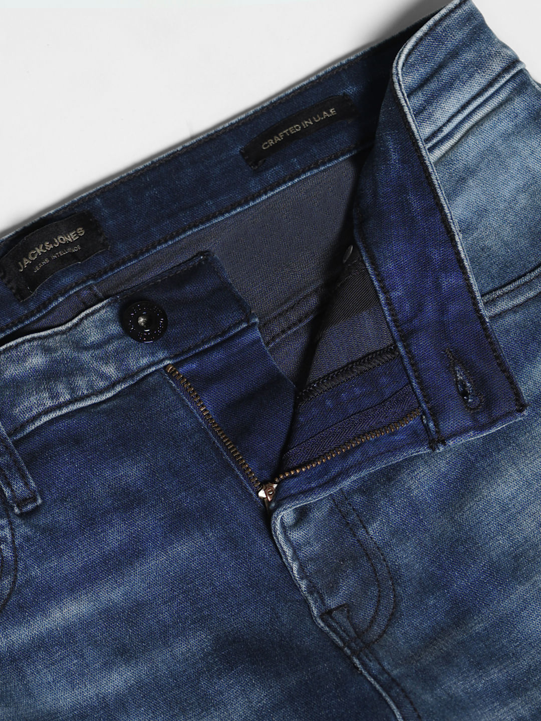 Dark Blue Distressed Ben Skinny Fit Jeans