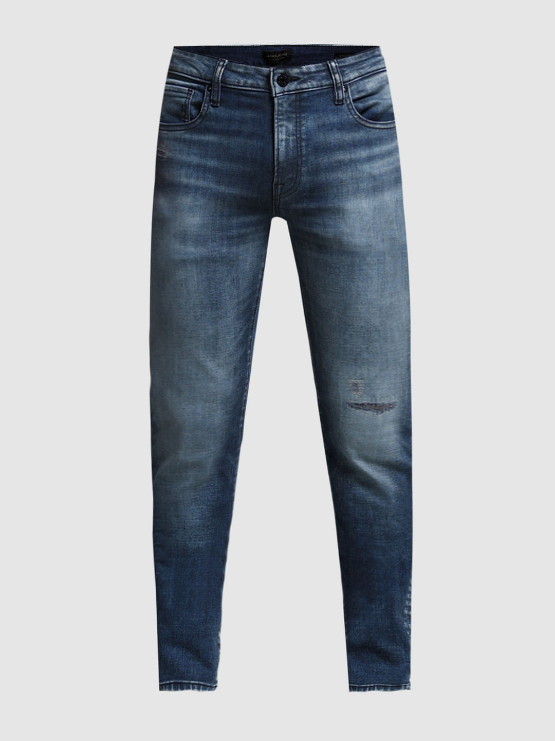 Dark Blue Distressed Ben Skinny Fit Jeans