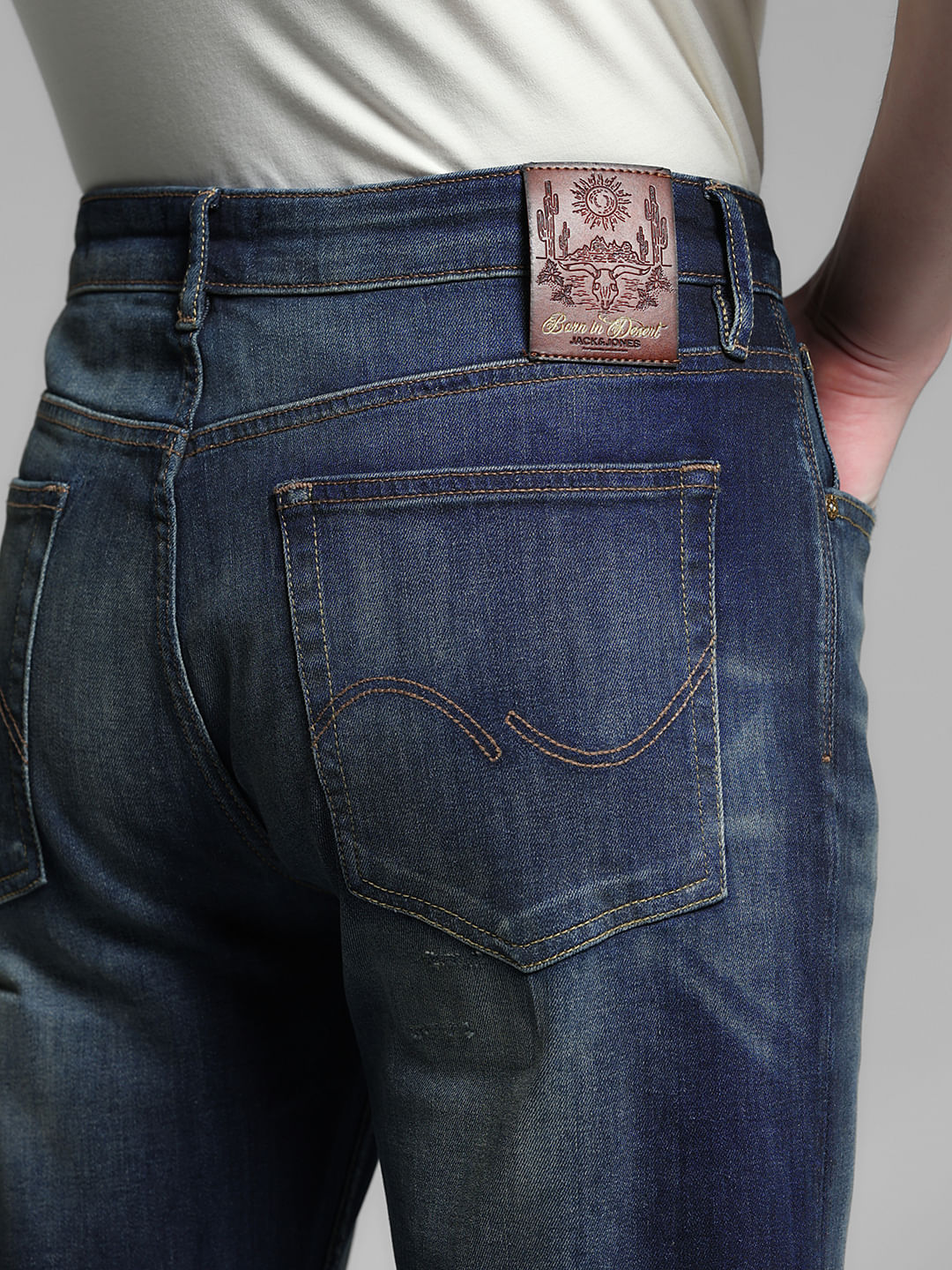 Dark Blue Distressed Cliff Bootcut Jeans