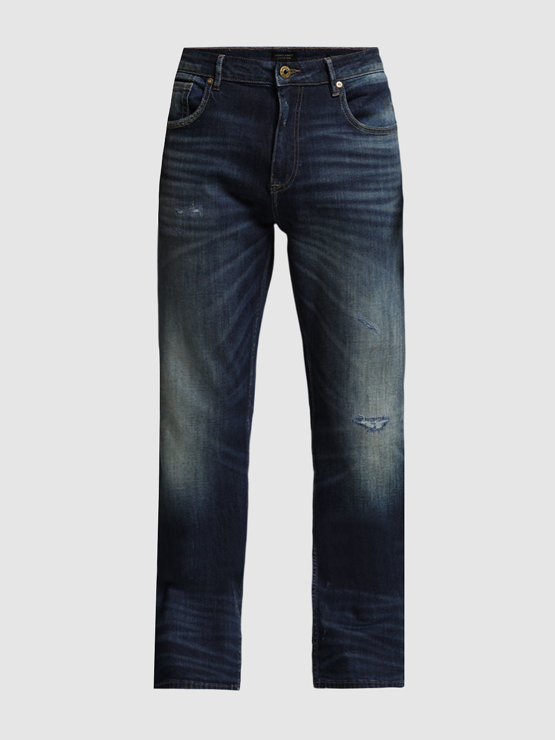 Dark Blue Distressed Cliff Bootcut Jeans