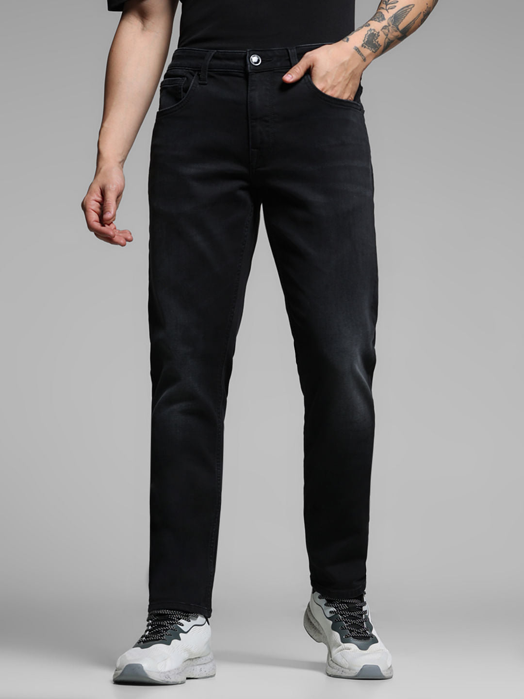 Black Low Rise Knitted Slim Fit Jeans - 28/30