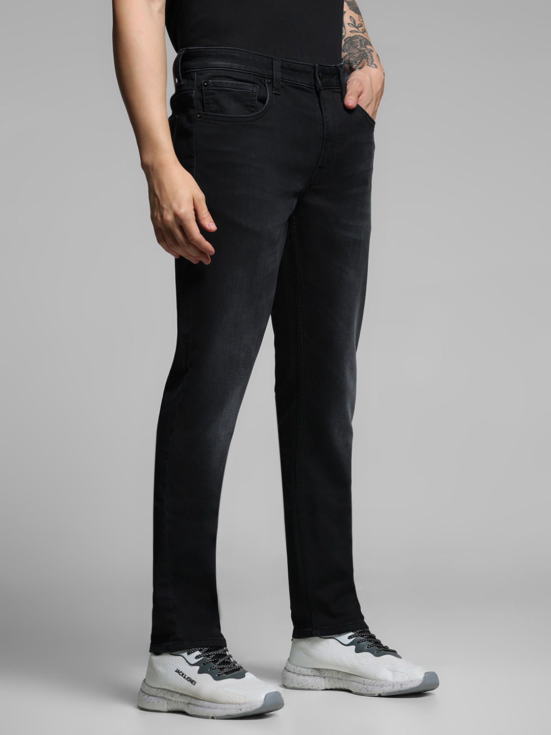Black Low Rise Knitted Slim Fit Jeans