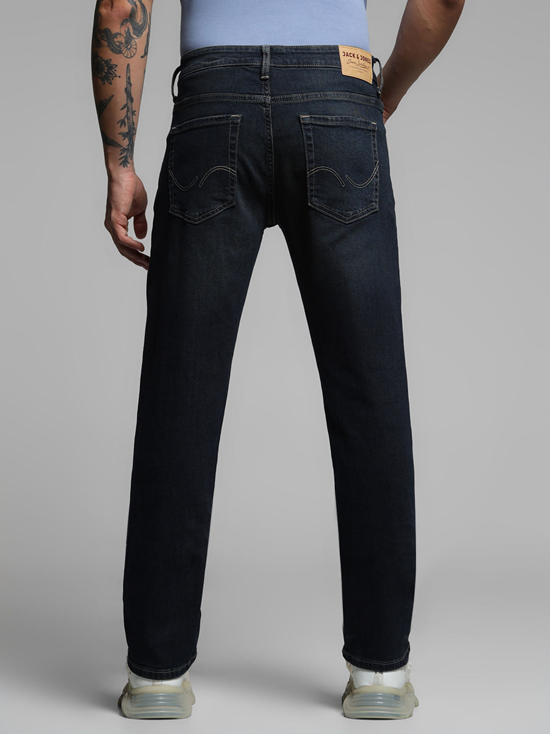 Dark Blue Distressed Clark Regular Fit Jeans