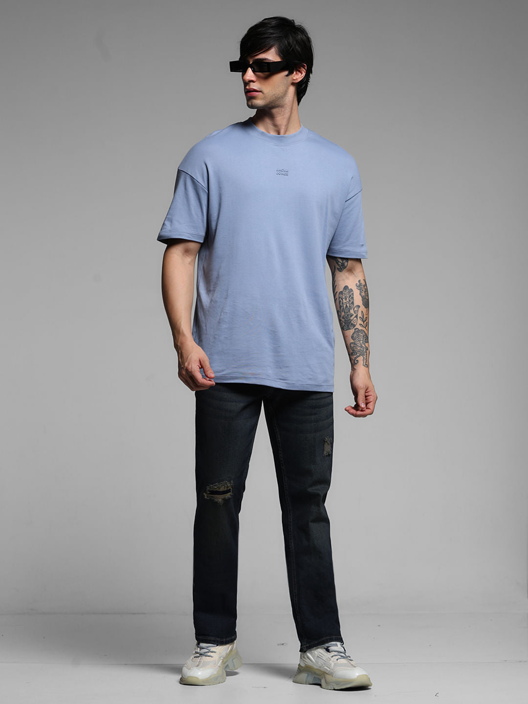 Dark Blue Distressed Clark Regular Fit Jeans