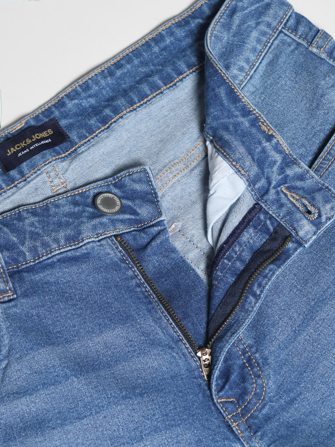 Light Blue Mid Rise Washed Regular Fit Jeans