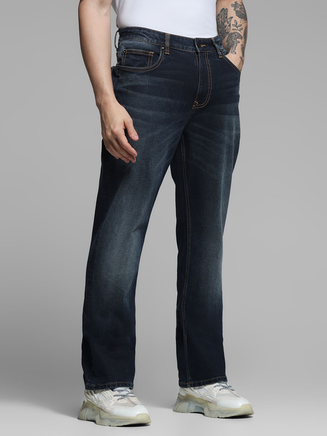 Dark Blue High Rise Cliff Bootcut Jeans