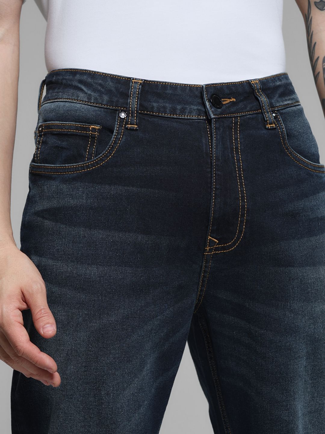Dark Blue High Rise Cliff Bootcut Jeans