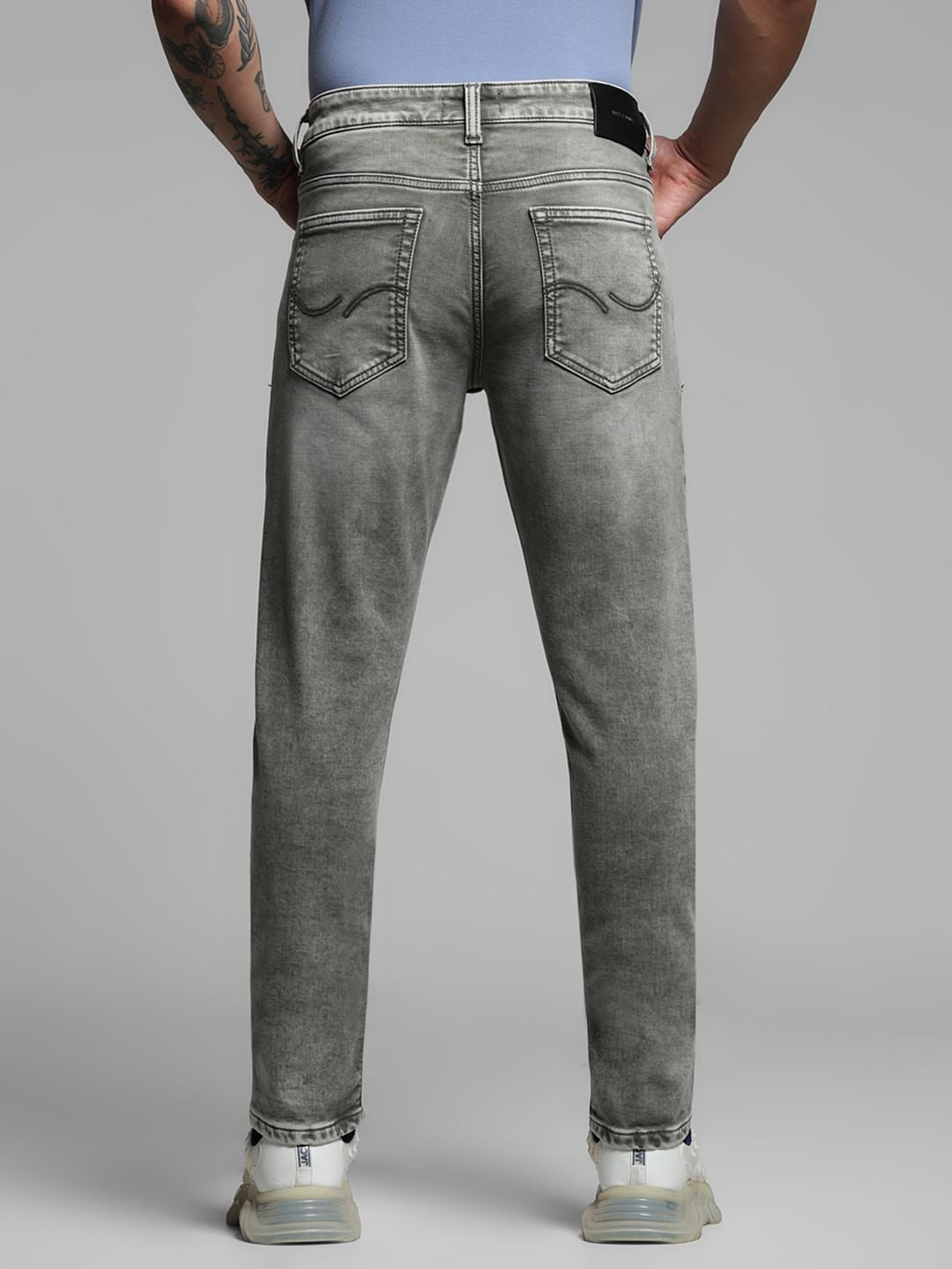 Grey Low Rise Glenn Knitted Slim Fit Jeans
