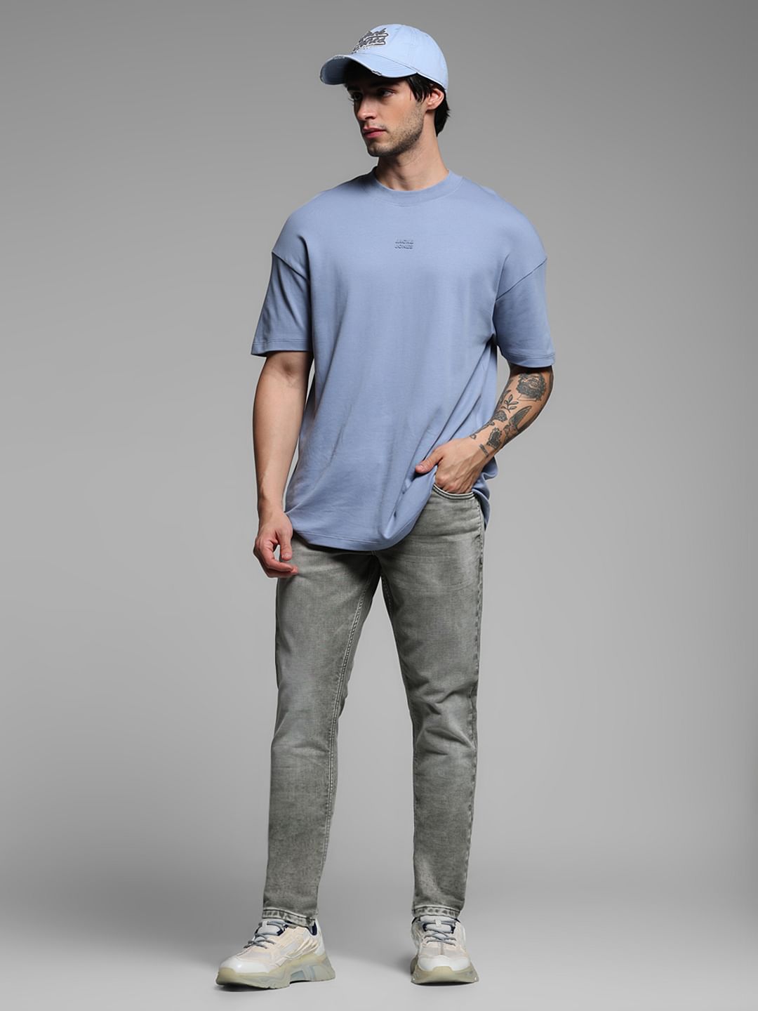 Grey Low Rise Glenn Knitted Slim Fit Jeans