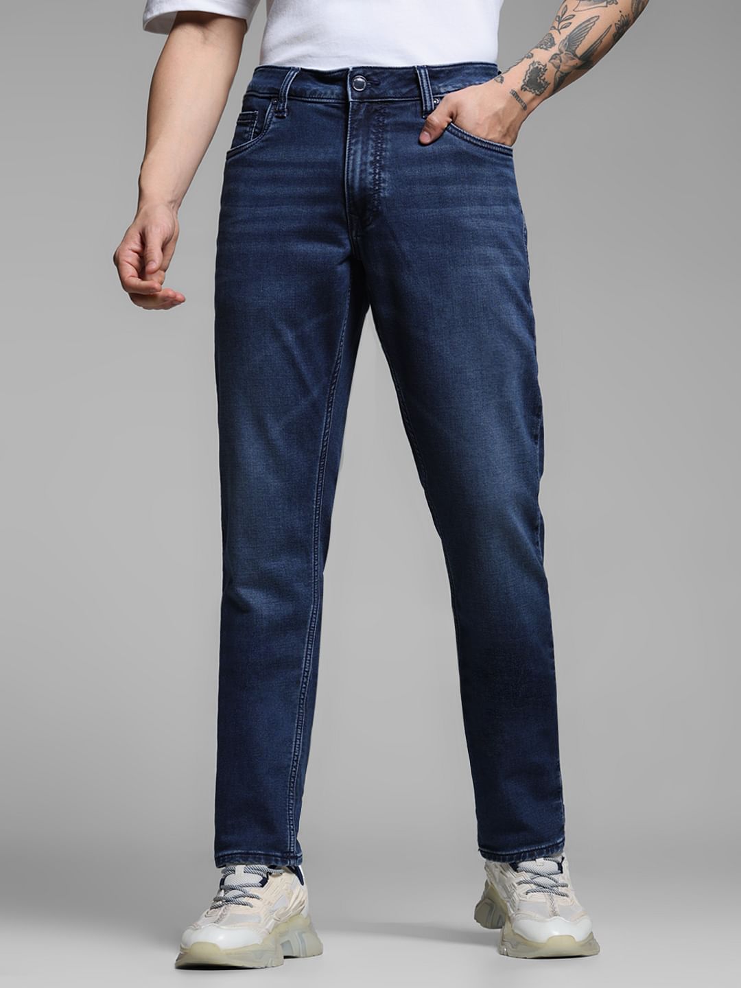 Blue Low Rise Knitted Slim Fit Jeans - 28/30