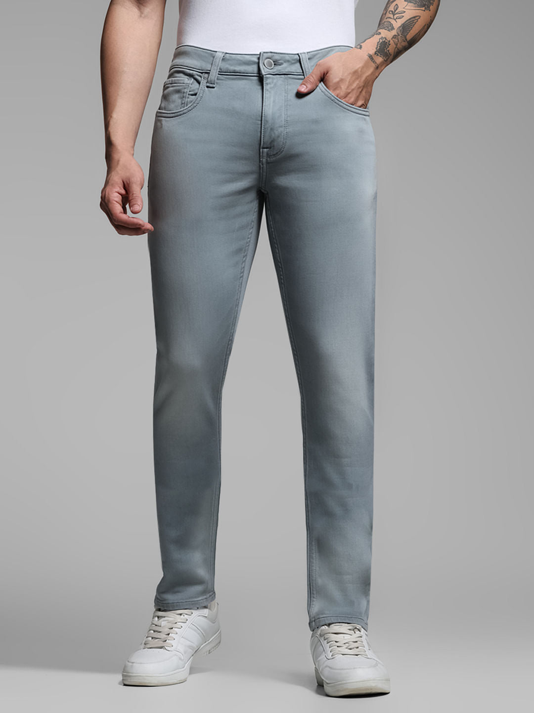 Blue Low Rise Glenn Knitted Slim Fit Jeans