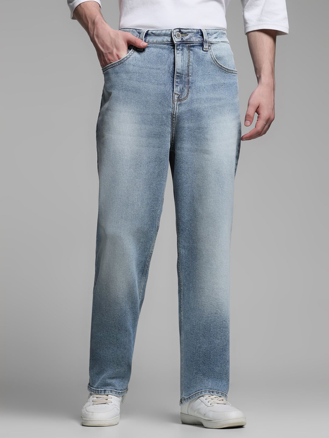 Light Blue High Rise Dario Loose Fit Jeans - 28/30