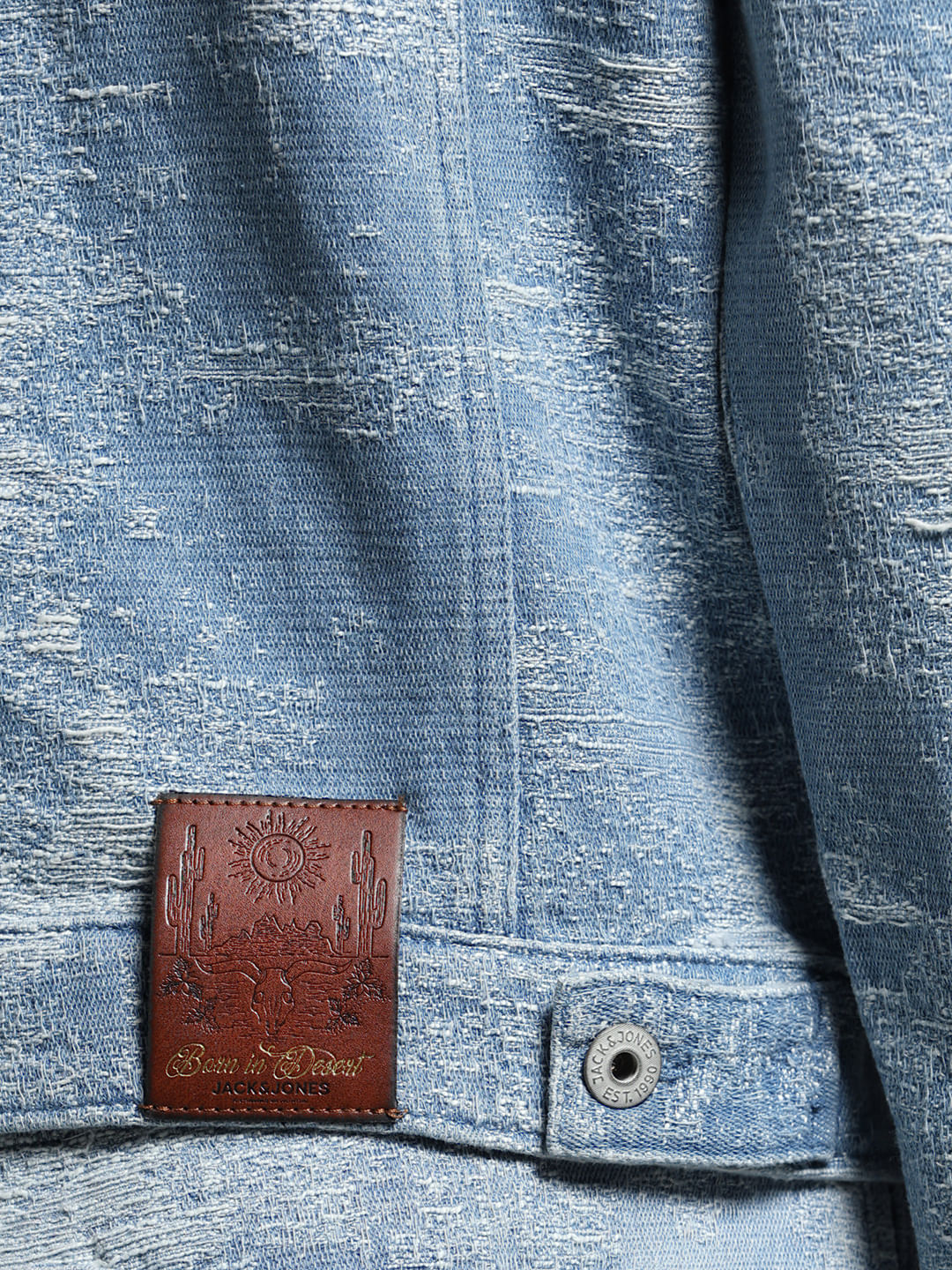 Light Blue Printed Co-ord Set Denim Jacket