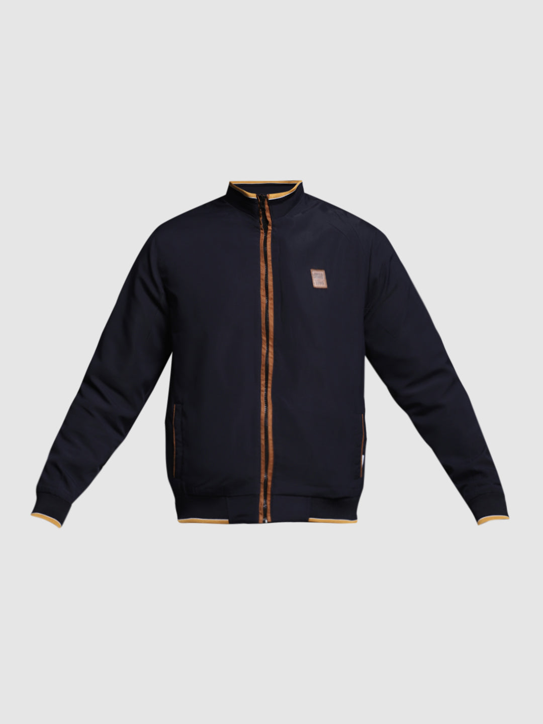 Men's Navy Blue Reversible Bomber Jacket With High Neck