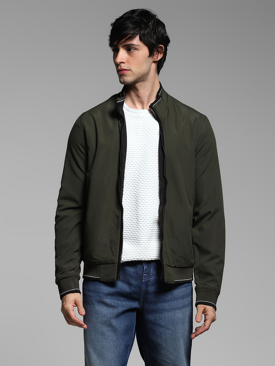 Black Reversible High Neck Jacket