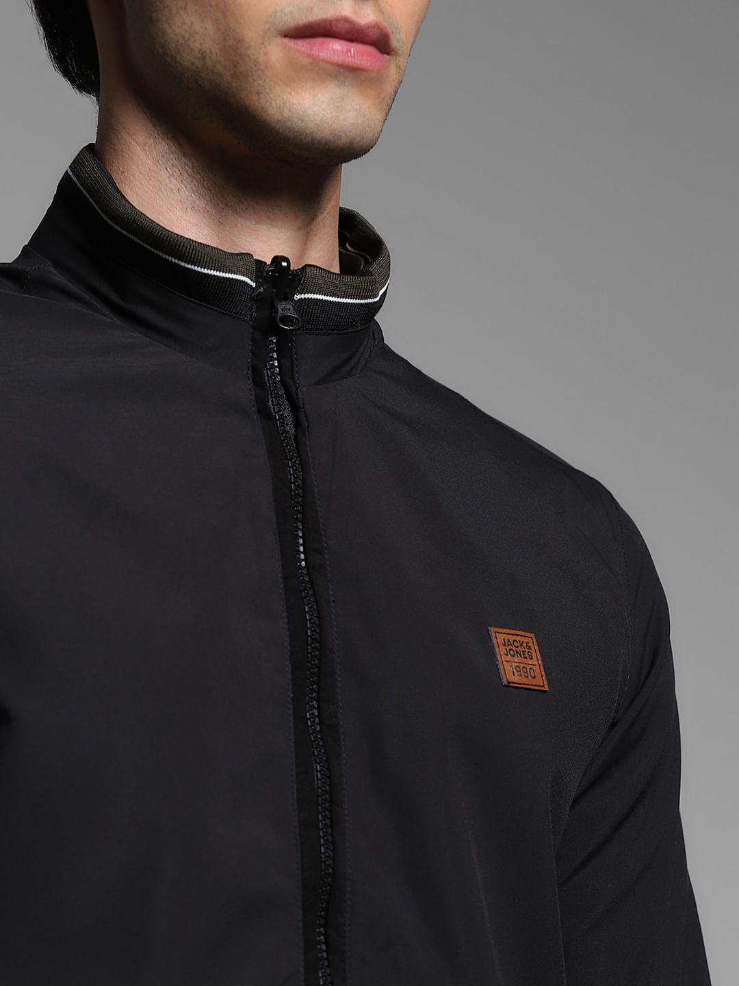 Black Reversible High Neck Jacket