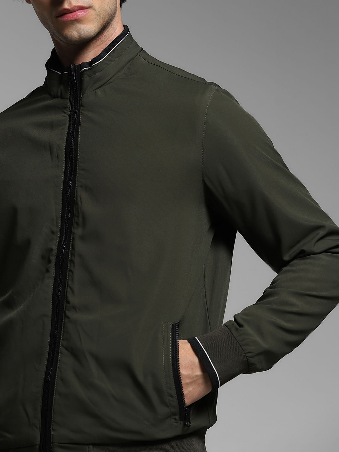 Black Reversible High Neck Jacket