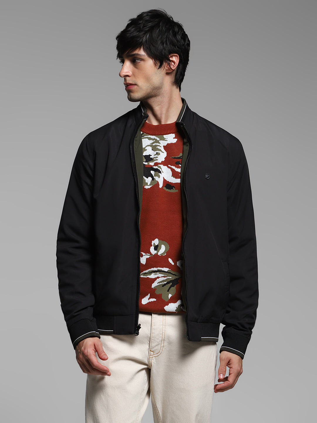 Men's Reversible Bomber Jacket In Forest Green With Zip Front