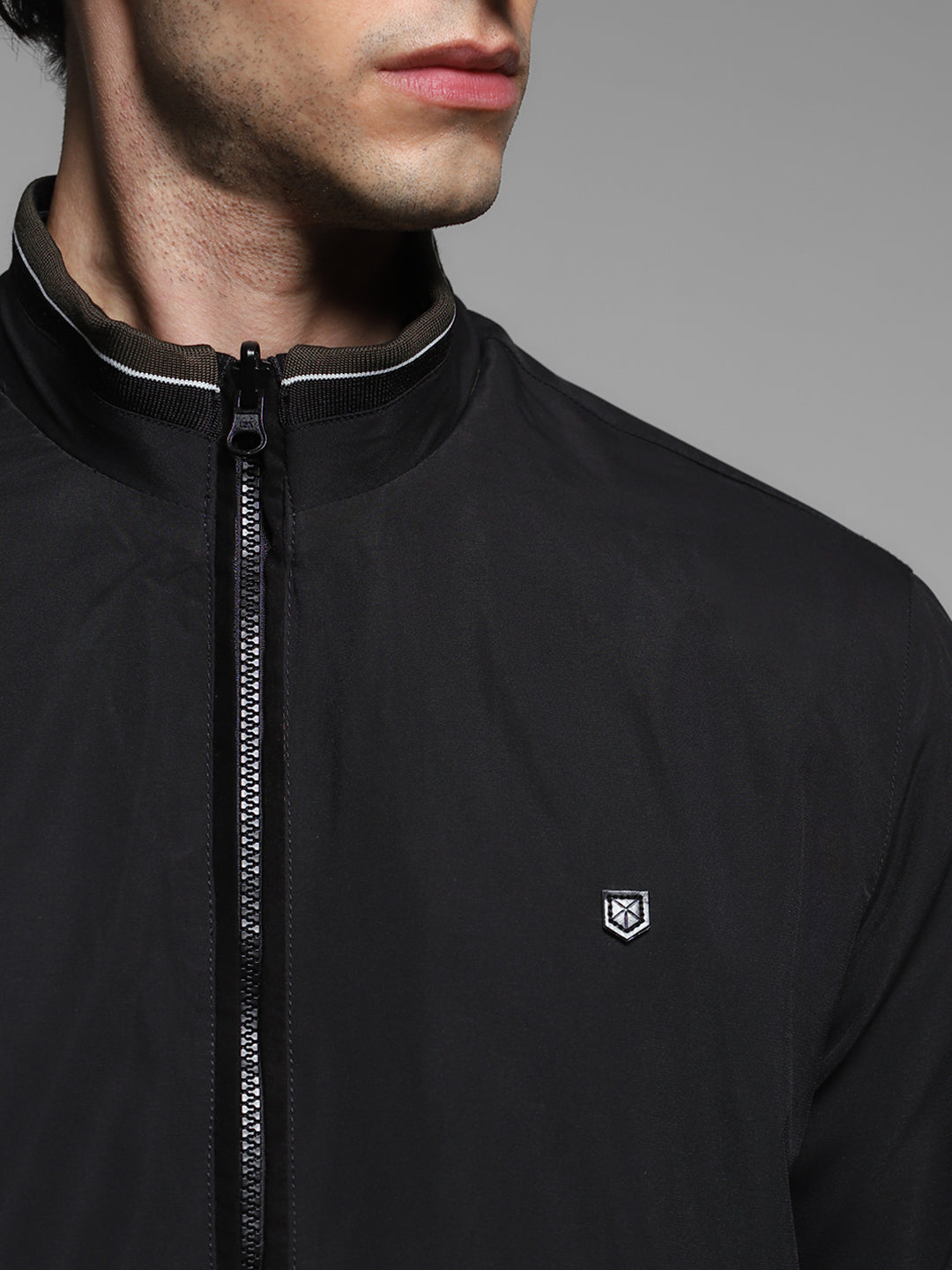 Men's Reversible Bomber Jacket In Forest Green With Zip Front