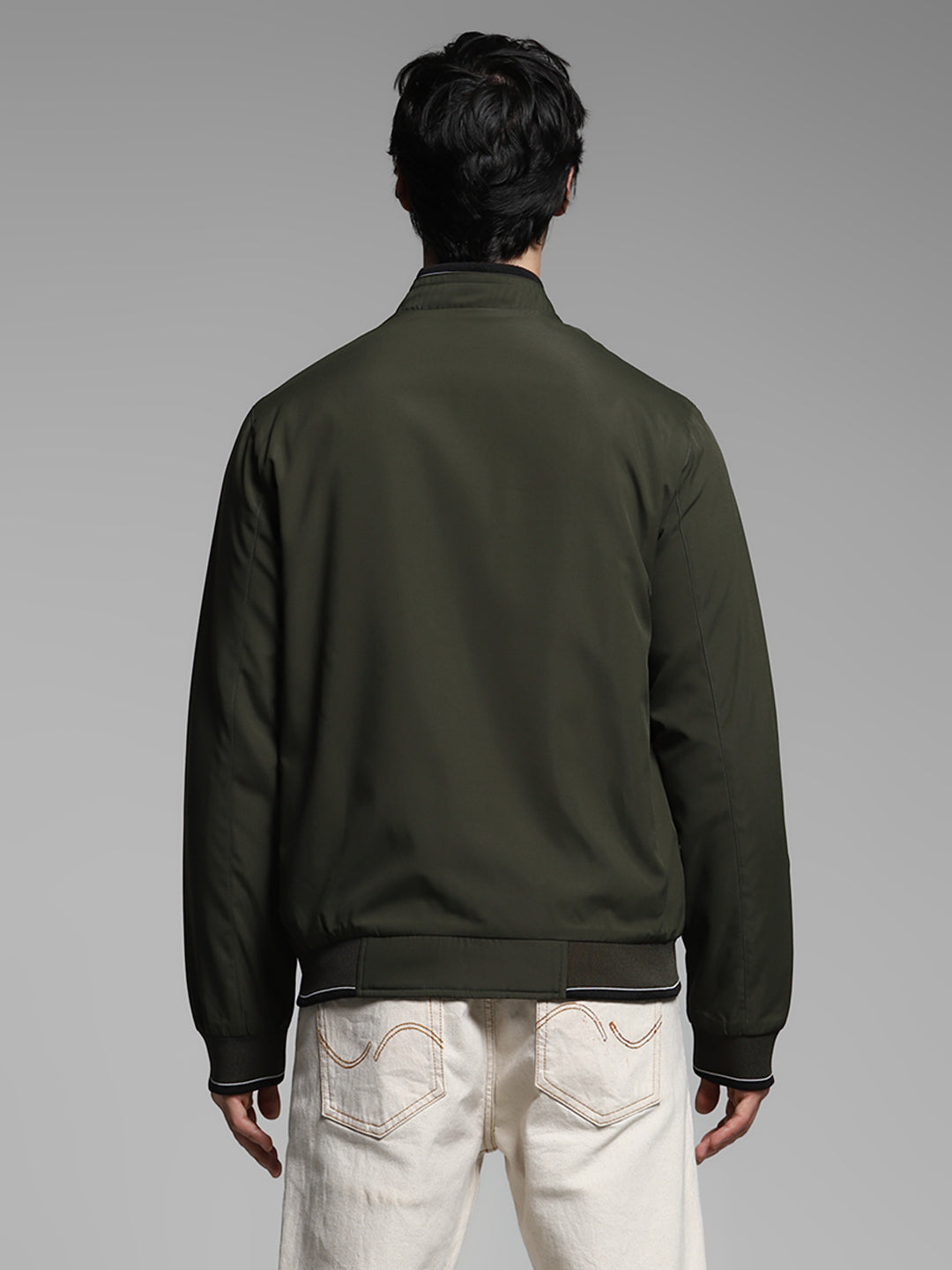 Men's Reversible Bomber Jacket In Forest Green With Zip Front