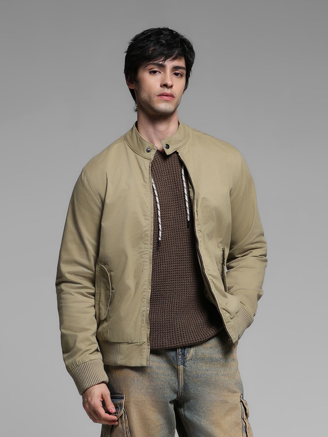 Beige Bomber Jacket - S