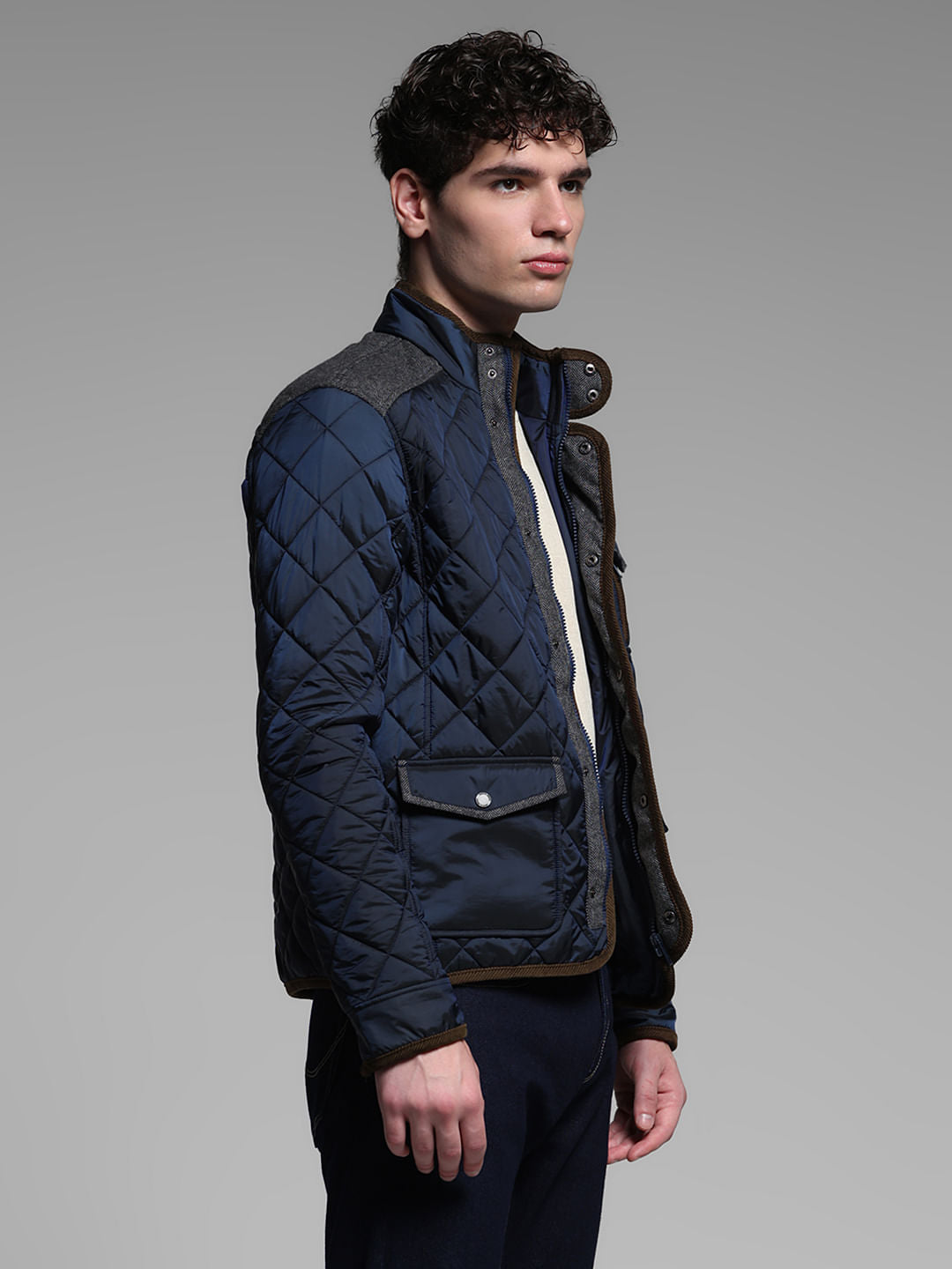 BLUE HIGH NECK JACKET
