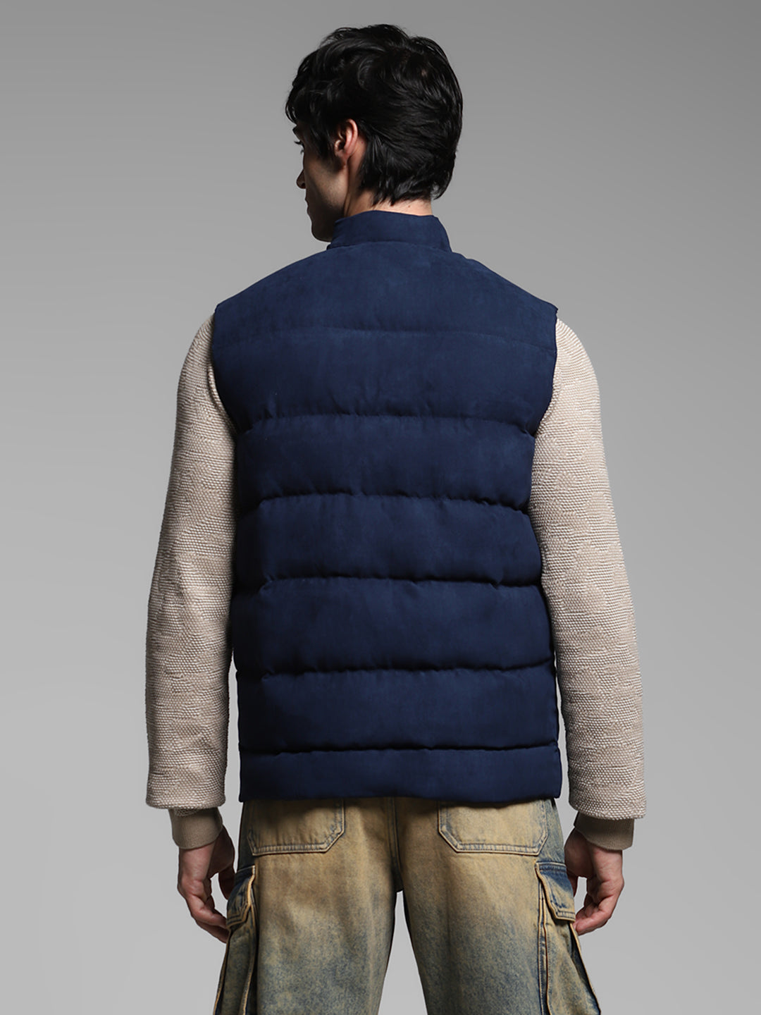 Suede-Effect Puffer Vest Jacket