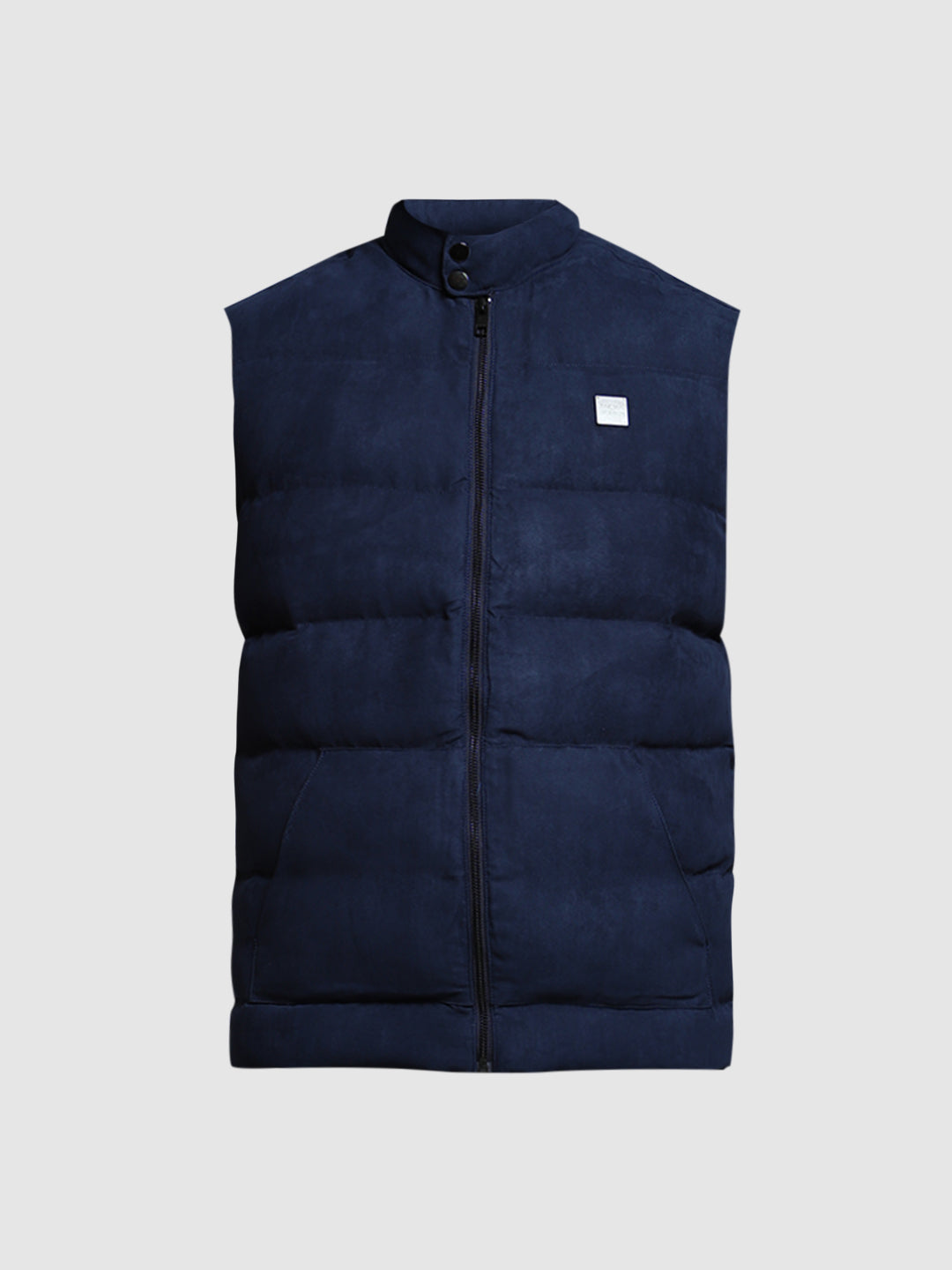 Suede-Effect Puffer Vest Jacket