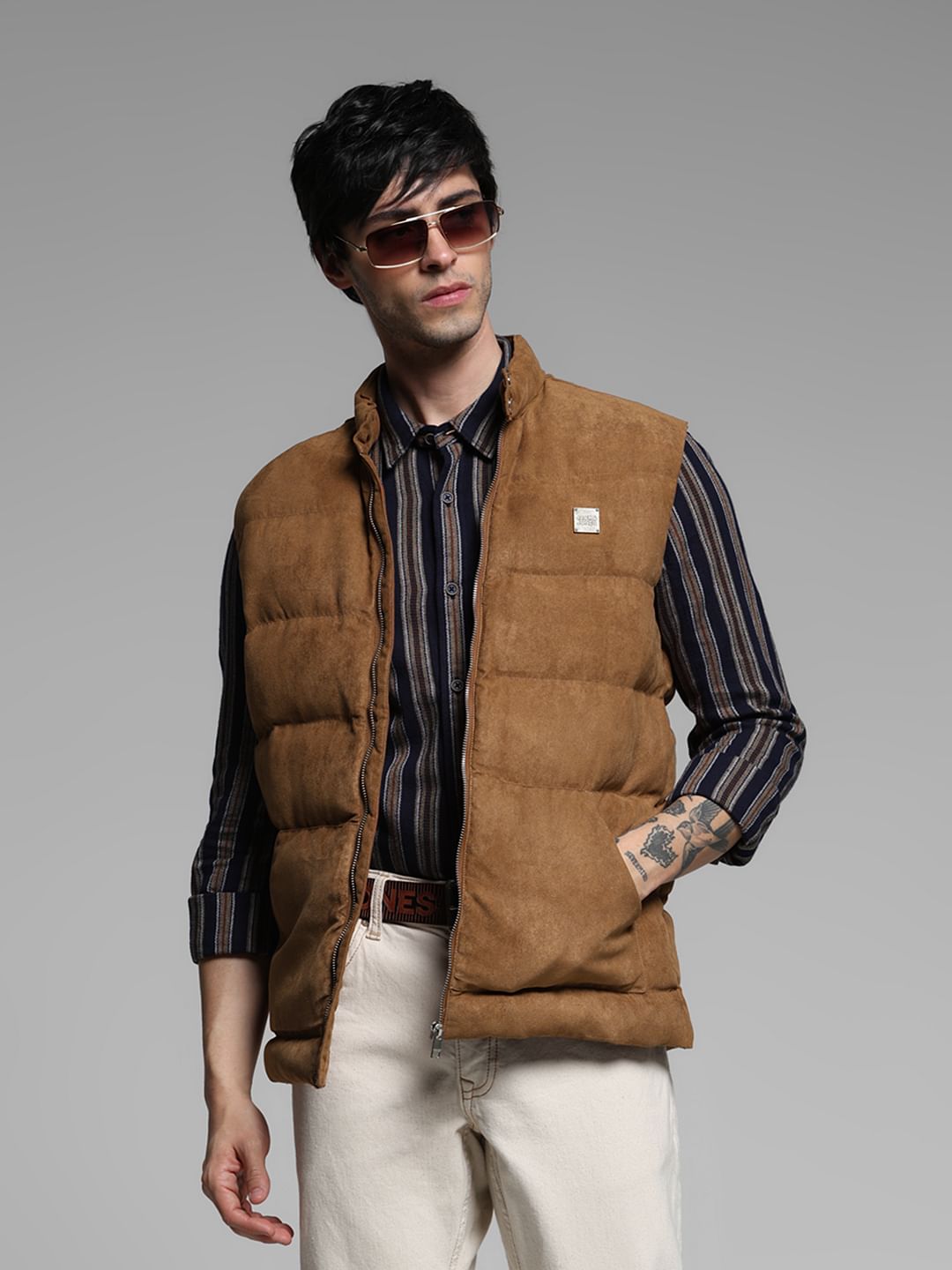 Brown Puffer Vest Jacket - S