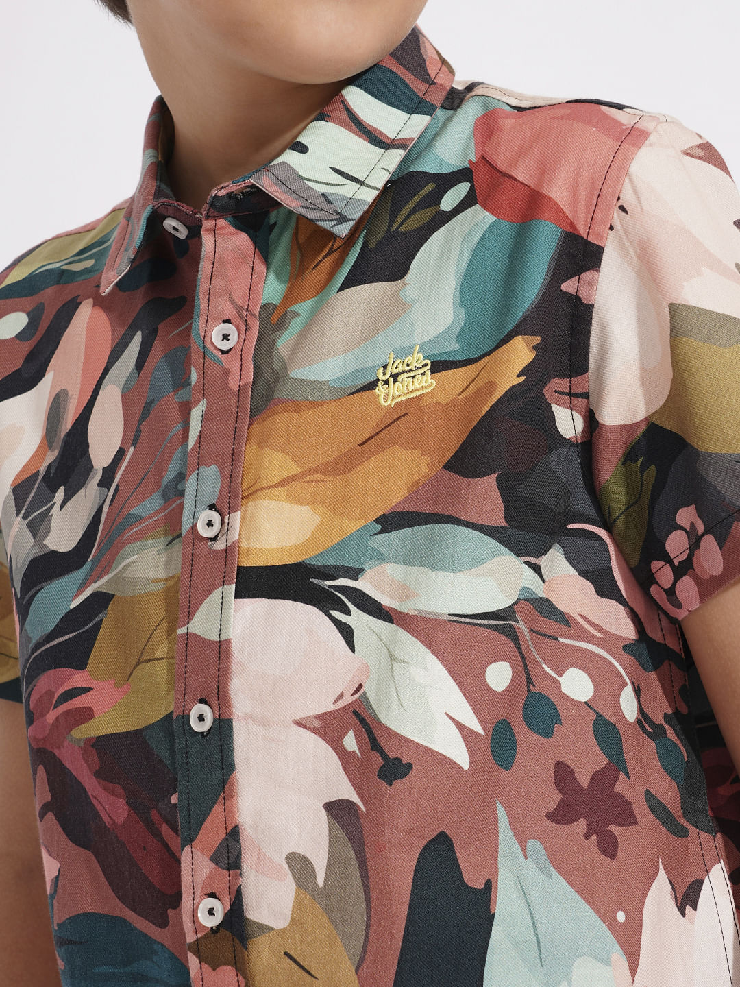 BOYS Brown Printed Co-ord Set Shirt