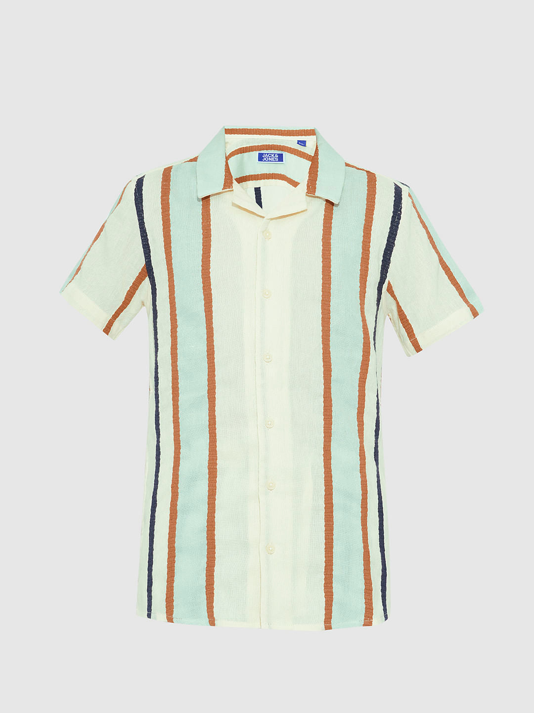 Green Dobby Striped Co-ord Set Shirt