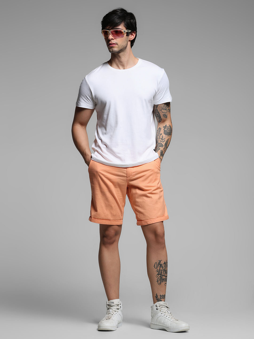 Coral Mid Rise Chino Shorts