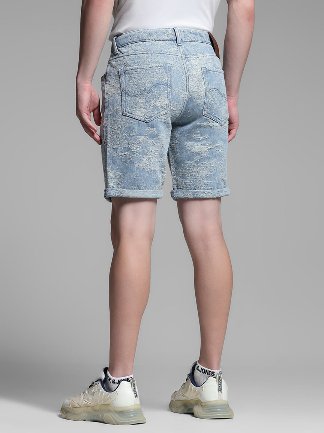 Light Blue Printed Co-ord Set Denim Shorts