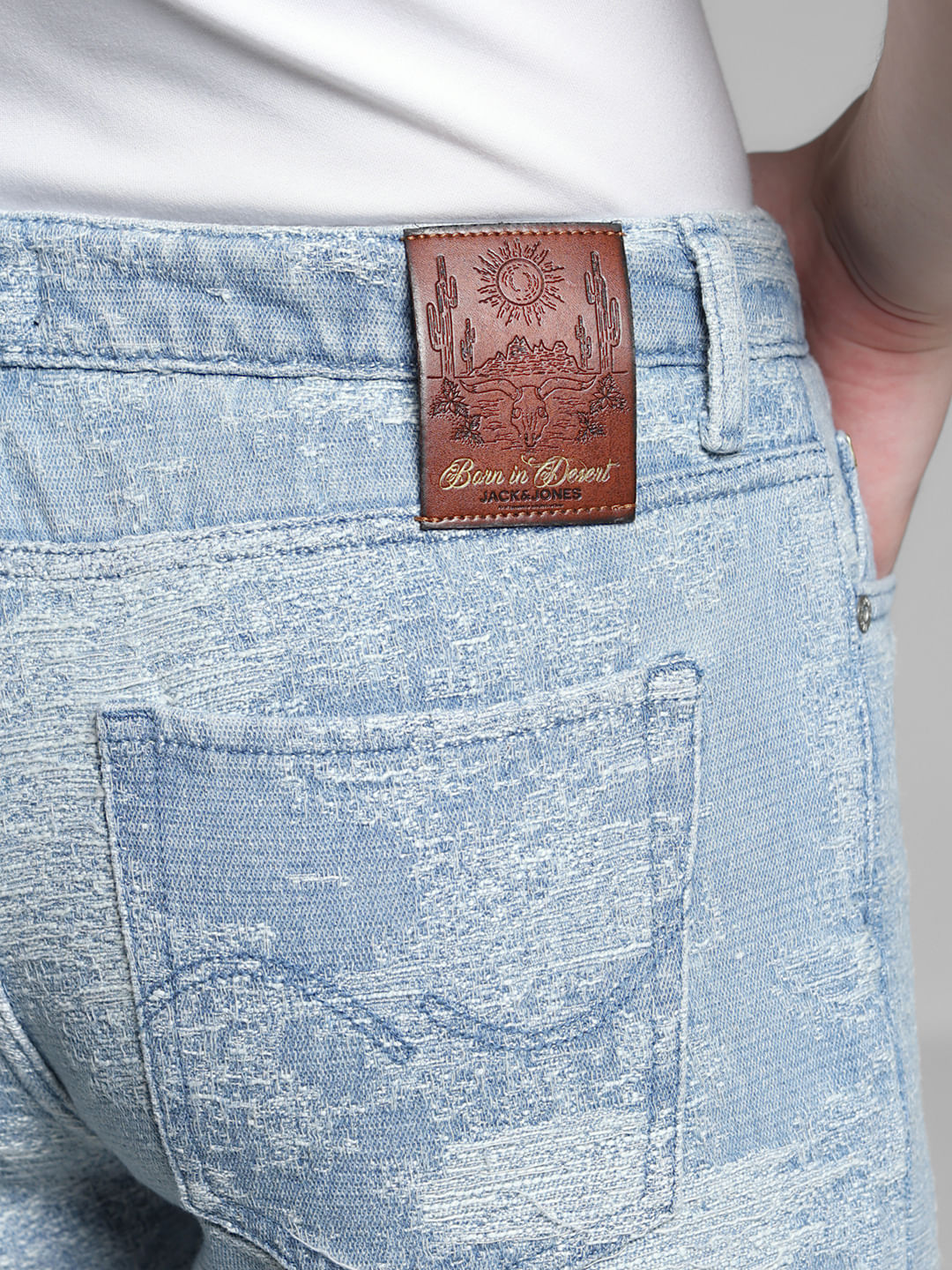 Light Blue Printed Co-ord Set Denim Shorts