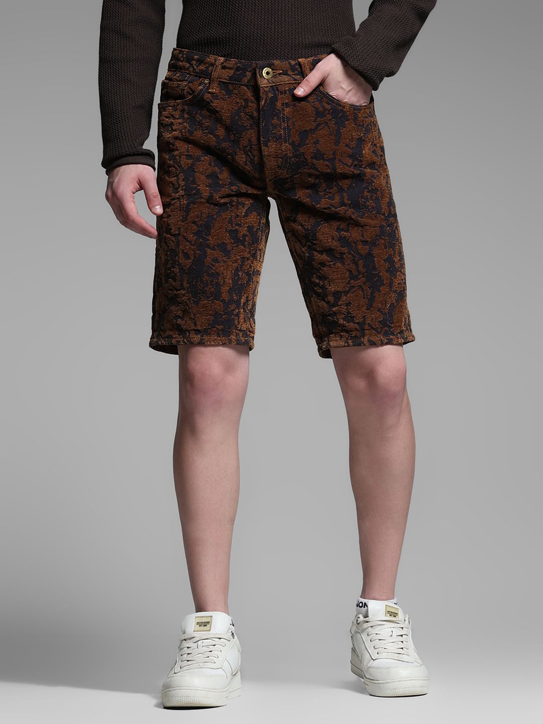 Bronze Brown Abstract Print Co-ord Set Shorts