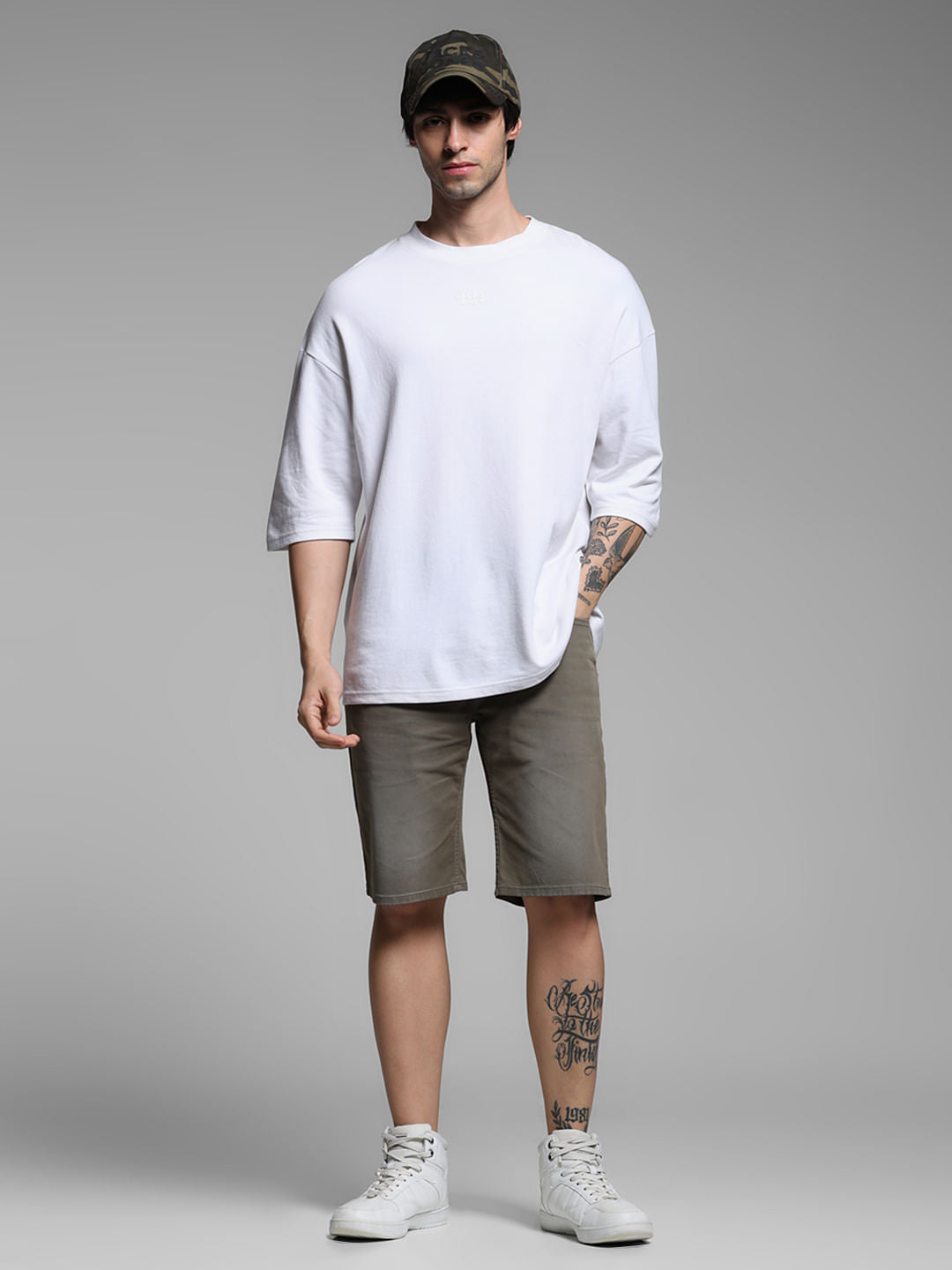 Olive Low Rise Denim Shorts