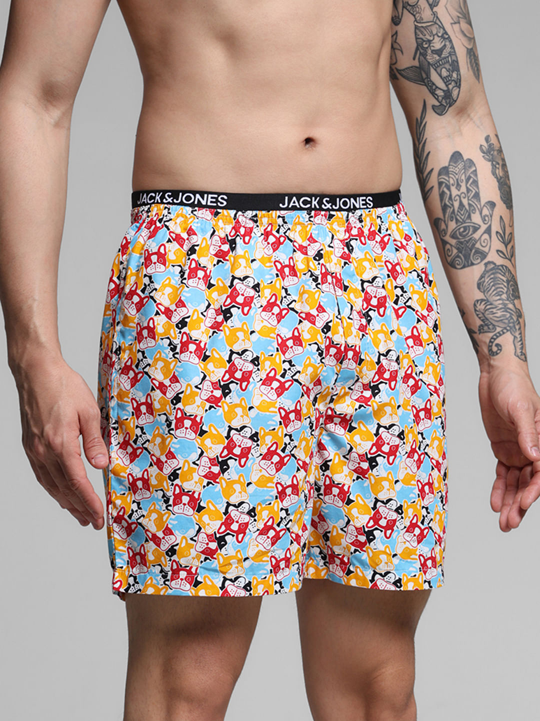 White Doggo Print Cotton Boxers