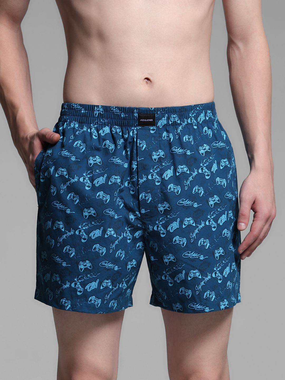 Dark Green Printed Cotton Boxers - S