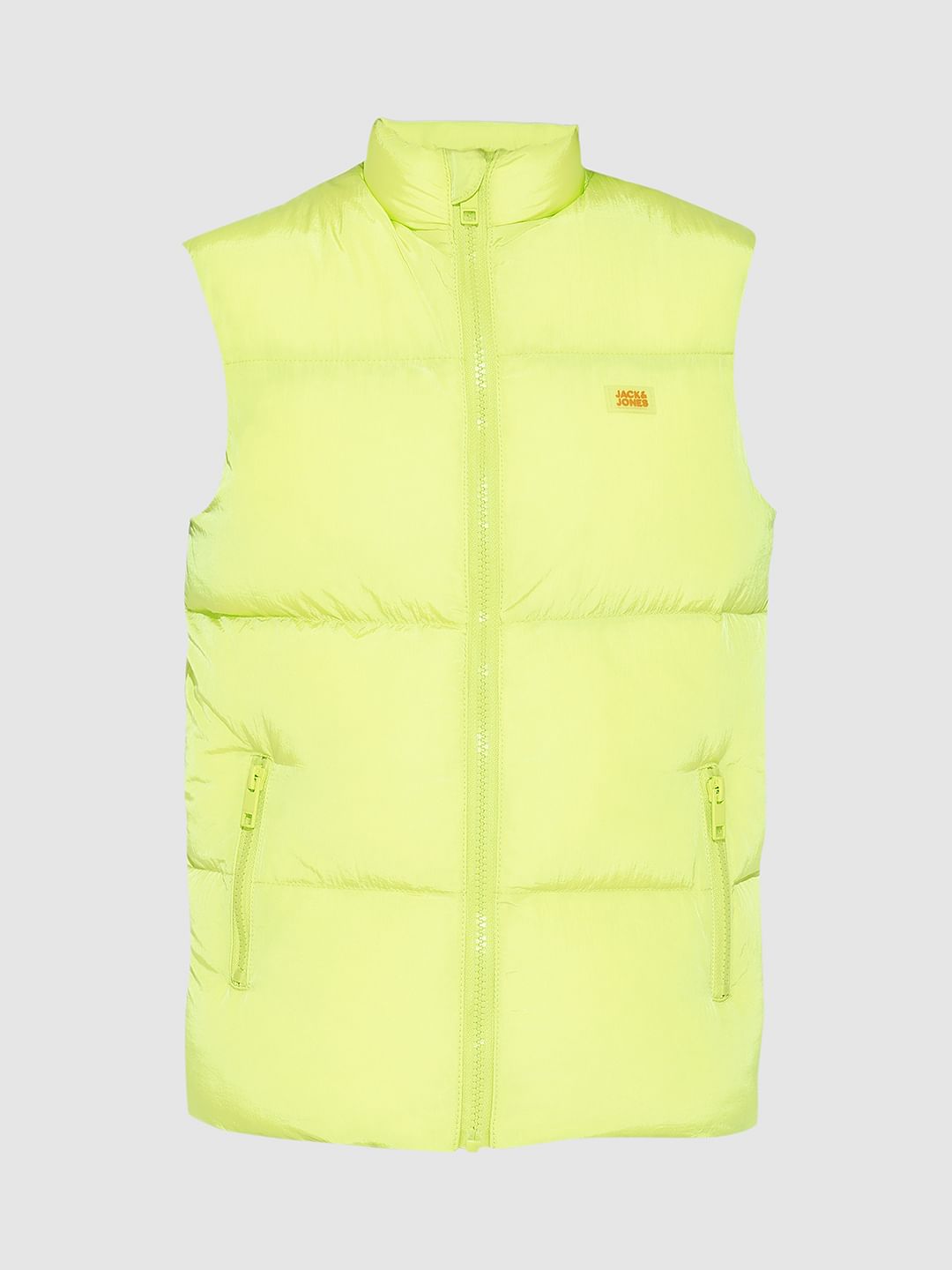 Boys Neon Lime Sleeveless Puffer Jacket