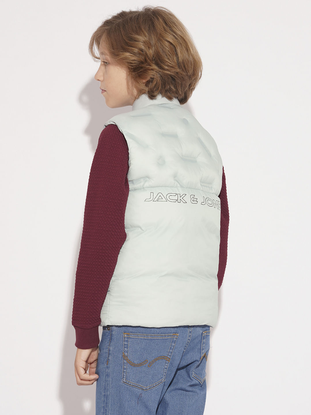 Boys Pearl Blue Sleeveless Puffer Jacket