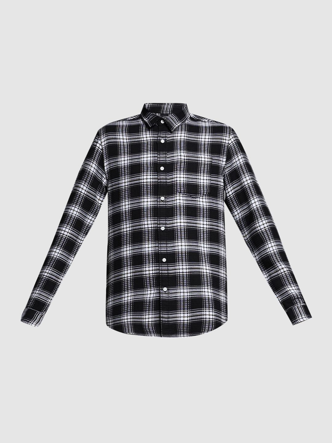 BLACK DOBBY CHECK SHIRT